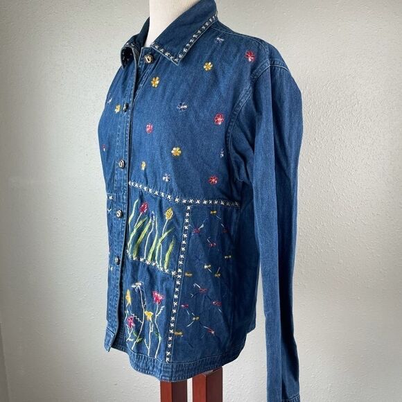 New Directions Denim Button Down Floral Shirt and Matching Maxi Dress Size M EUC - Picture 3 of 16